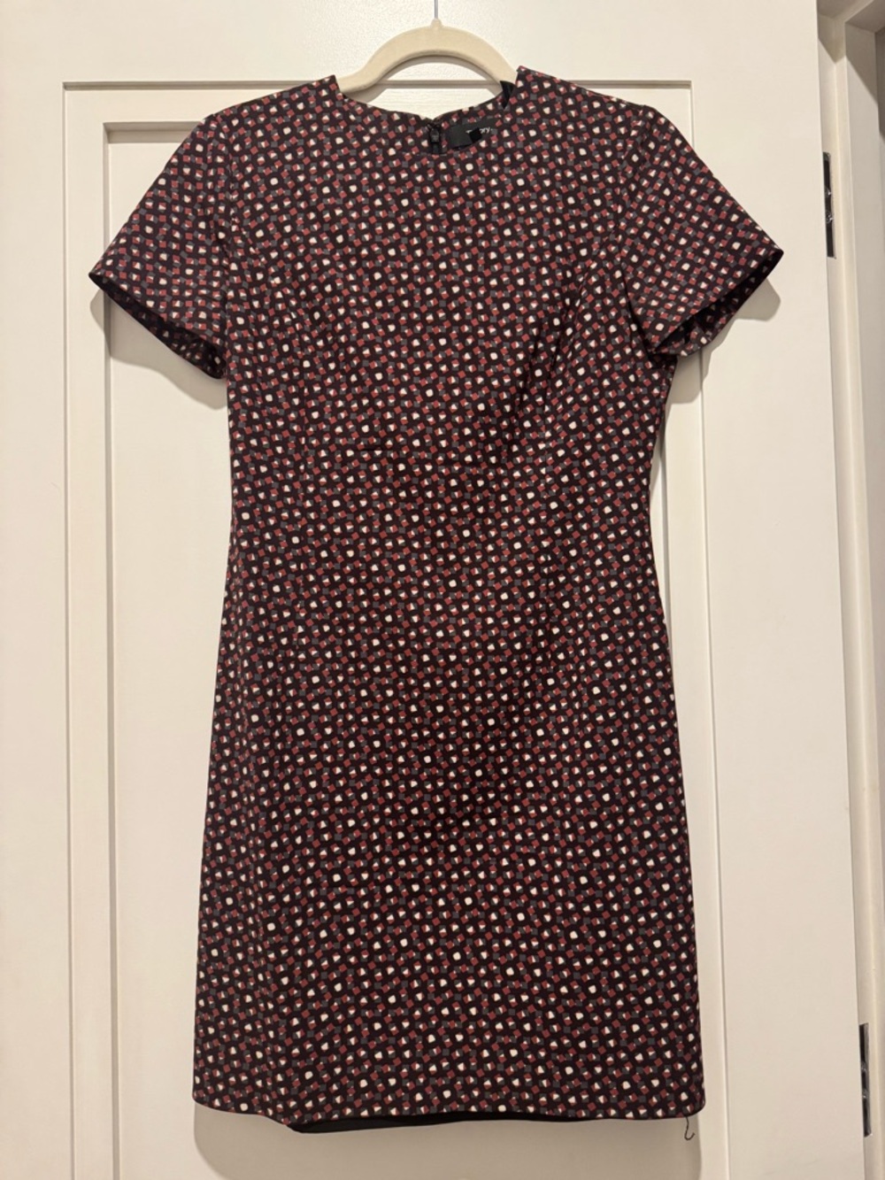 Theory Black Mini Dress with Micro Pattern